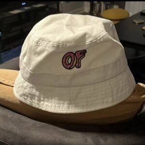 Odd Future White Bucket Hat with Pink Logo *Yellowing All Throughout Inner Band